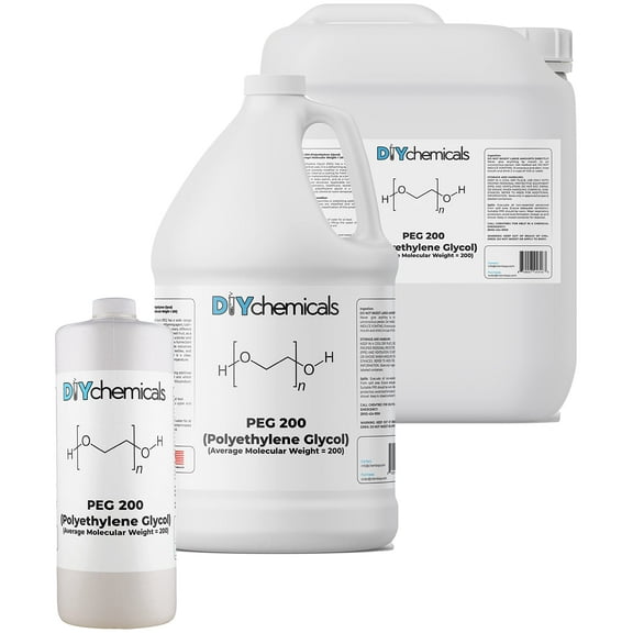 DIYChemicals Polyethylene Glycol PEG 200 for Industrial Manufacturing, Fog Machines, DIY Products, Antifreeze, Solvent, Humectant - Odorless, Bulk Industrial Grade - 8 fl oz