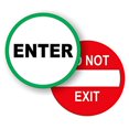 thumbnail image 1 of (Pair) 5-Inch Round Enter And Do Not Exit Vinyl Door Decals | Weatherproof Stickers | Glass Entry Labels Handicap Automatic Door Business Home Office Retail Store Signs, 1 of 2