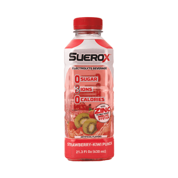 SueroX Zero Sugar Electrolyte Drink, Strawberry-Kiwi Punch, 21 oz