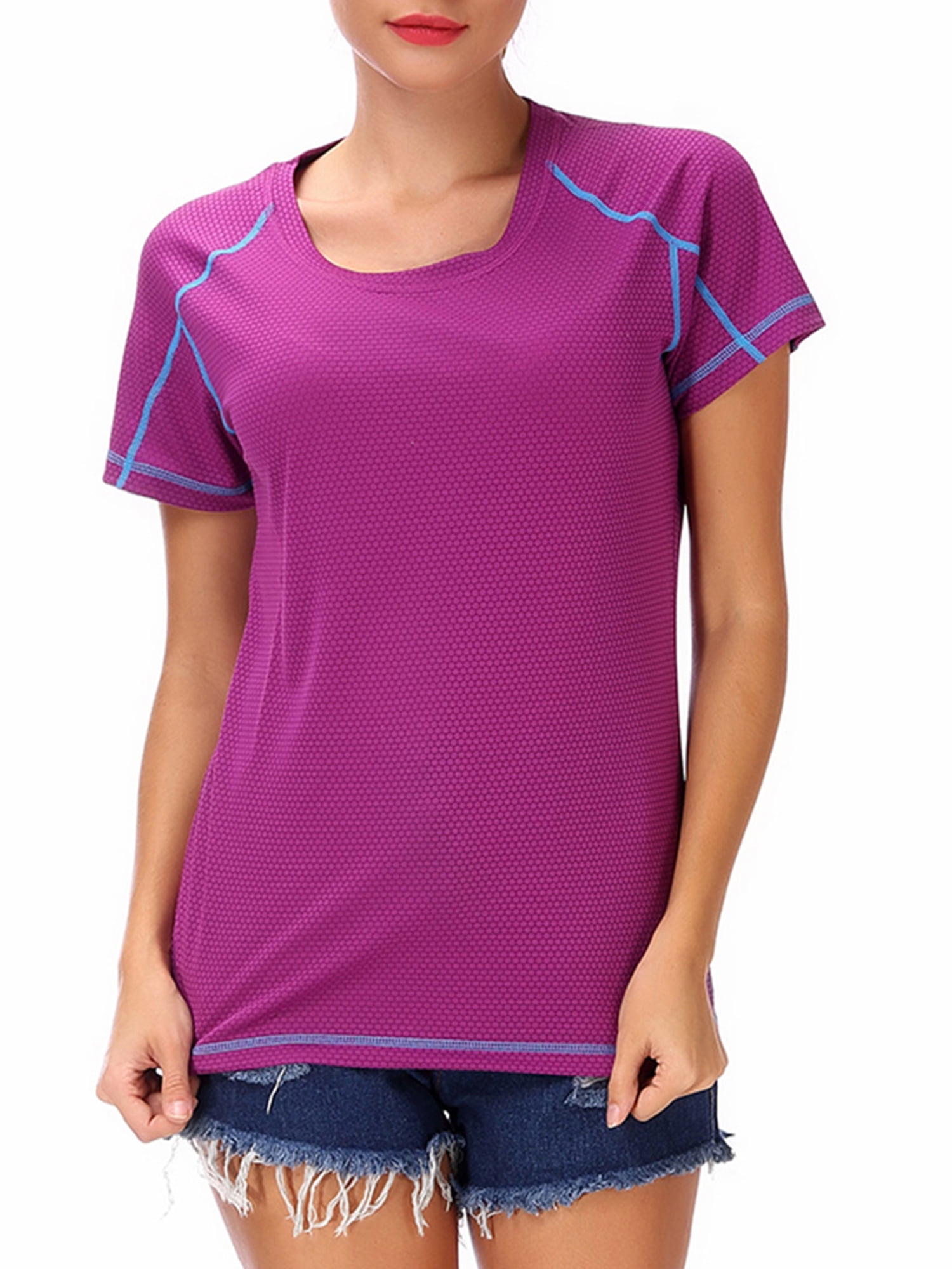 Women's Plus Size Short Sleeve Tee Yoga Shirt Workout Tunics Tops M4XL