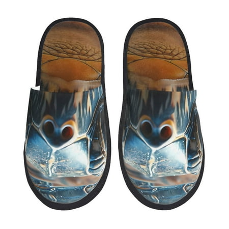 Balery Realistic Cute Sea Turtle Slient Indoor Furry Fleece Comfort House Shoes Soft Non-Slip Home Shoes Cotton slippers House Slippers-- Medium