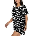 thumbnail image 3 of Womens Pajama Sets With Pocket, cool Black white bats Lounge Sets Short Sleeve Sleepwear PJ Sets for Women, 3 of 6