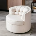 thumbnail image 3 of Wulawindy 33” Wide Swivel Barrel Chair Comfy Tufted Back Accent Round Barrel Chair Leisure Chair for Living Room, Bedroom, Hotel, 3 of 7