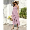 thumbnail image 4 of Women's Maternity Smocked Dress Sleeveless Spaghetti Strap Boho Dress Casual Summer Maxi Dress, 4 of 5