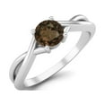 thumbnail image 2 of 0.50 Ctw Round Smoky Quartz Solitaire 925 Sterling Silver Split Shank Valentines Day Gifts Ring, 2 of 4