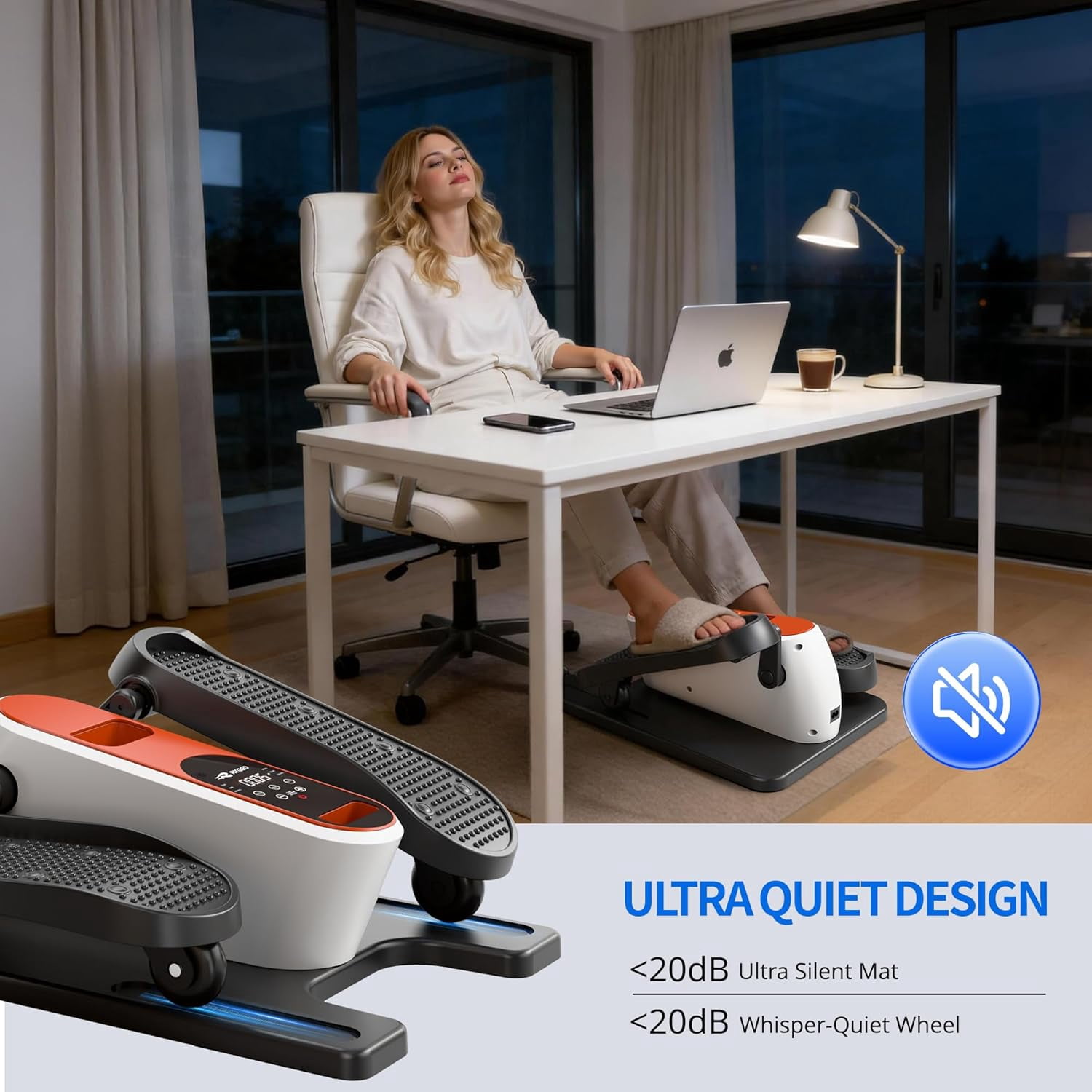 Electric Seated Pedal Elliptical Leg Exerciser with LCD Display & Remote for Home Office Under Desk Low Impact Workout Machine