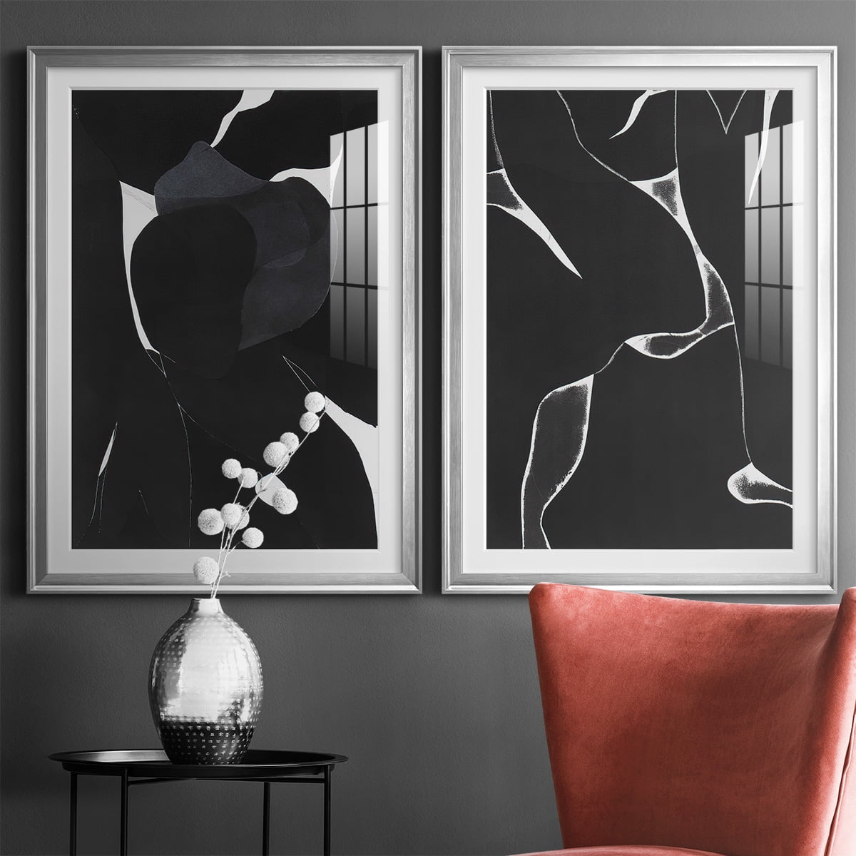 Wexford Home Night Bloom I Premium Framed Print, 26.5" x 36.5" - Ready to Hang, Silver (Set of 2)