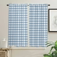 thumbnail image 3 of White Blue Plaid Curtains for Living Room Bedroom Curtains Kitchen Curtains for the Kids Room Window Treatments Drapes, 3 of 5