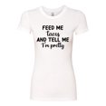 thumbnail image 3 of Black Feed Me Tacos And Tell Me I'm Pretty Cinco de Drinco Cinco De Mayo Womens Slim Fit Junior Tee, White, Small, 3 of 5