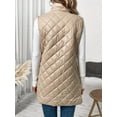 thumbnail image 2 of Cuteduck Women's Vest Fall Spring Sleeveless Stand Collar Long Lightweight Quilted Pocketed Zipper Casual Jacket S-2XL, 2 of 7