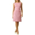 thumbnail image 1 of Vestido sin mangas de tweed para mujer Inspire Chic, con cuello barco, vestido de oficina tipo sheath, 2XL, rosa, 1 of 5