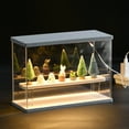 thumbnail image 3 of Uxcell Clear Acrylic Display Case with LED Light 1 Tier Dustproof Box for Collectibles White 12.6x4.92x8.86", 3 of 7