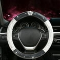 thumbnail image 3 of Soft Elastic Steering Wheel Cover for Women, Rhinestone Bling Leather Protector, Non-Slip Fashion Car Accessories, Universal Fit for Most Vehicles, Black White, 3 of 18