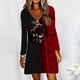 thumbnail image 2 of Vestido suelto clásico con estampado de flores de manga larga con cuello en V informal a la moda para mujer Pompotops  hdfakjf7231, 2 of 4