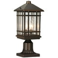 thumbnail image 2 of Kathy Ireland Sierra Craftsman Rustic Farmhouse Outdoor Post Light Rubbed Bronze 14" Seedy Glass for Exterior Barn Deck House Porch Yard Patio Home, 2 of 5