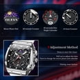 thumbnail image 5 of OLEVS Watches for Men Chronograph Waterproof Luxury Dress Quartz Silicon Strap Multifunction Moon Phase Calendar Luminous Men Wrist Watches Reloj Para Hombre Black/Red, 5 of 14