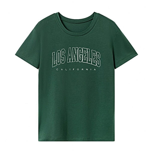 Camiseta para mujer Strade Fareast Limited cómoda de verano con Cuello Redondo para Vacaciones en la Oficina en la Calle L verde