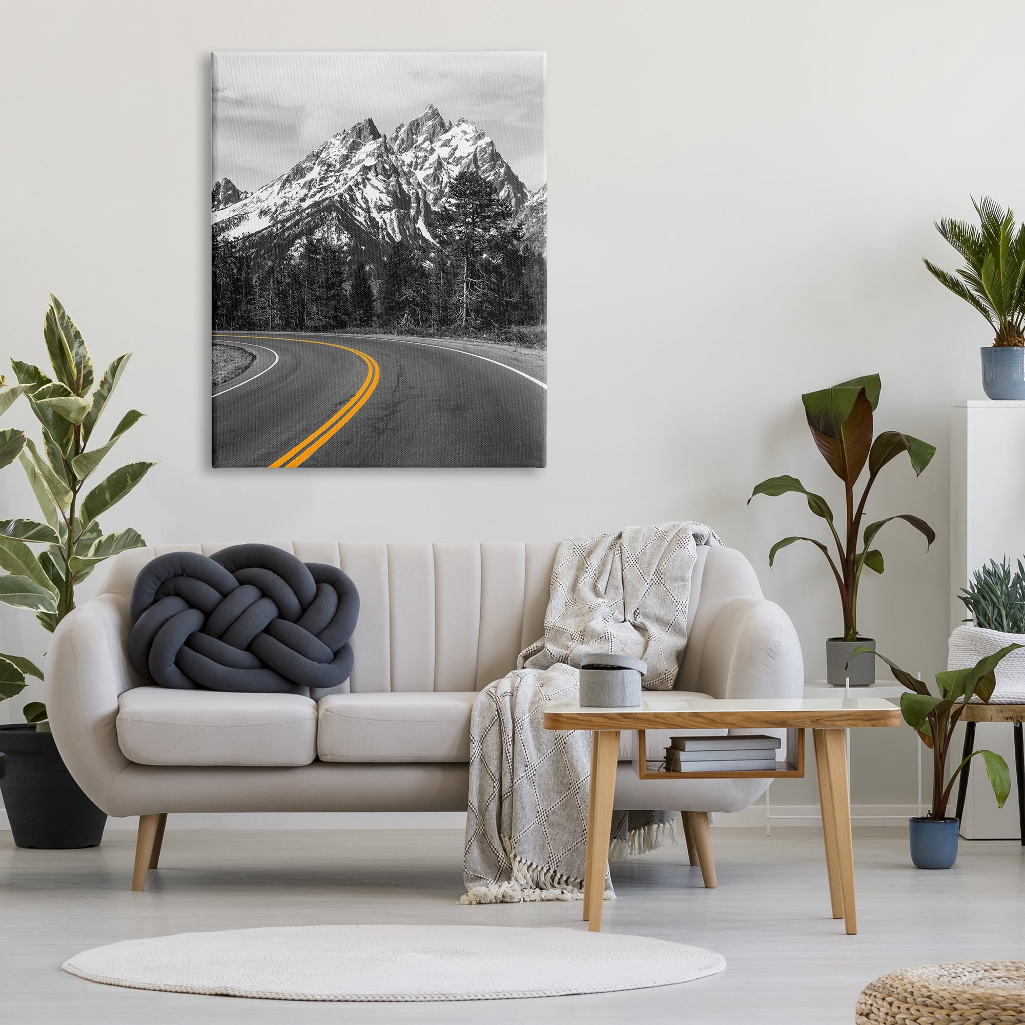 Stupell Industries Mountain Highway Road Landscape Painting Gallery Wrapped Canvas Art Print Wall Art, 36 x 48
