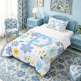 thumbnail image 2 of Meiyoeat Pretty Floral Letter D Twin Comforter Sets 3-Piece for Girls Juniors, Charming Print Bedding Set, Light Blue Yellow White, 2 of 6