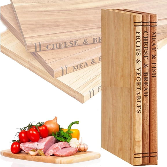 Decorative Book Cutting Boards for Kitchen, Set of 3 Cutting Boards That Look Like Books with Stand, Library Style Boards for Kitchen Gift (Without base)