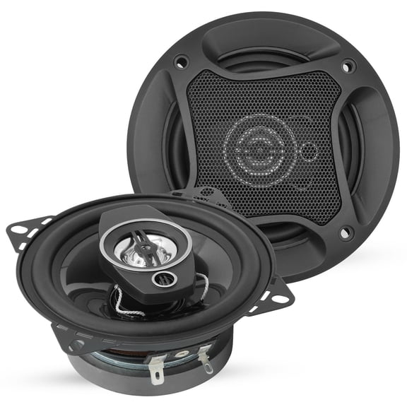 5 Core 2 Way 4' Car Stereo Speakers 250W Pair Coaxial Subwoofer w Tweeter | Universal Fit Quick Easy Replacement Component Speaker Vehicle Door/Side Panel Mount Compatible Deep Bass (PAIR) - CS 04 2W