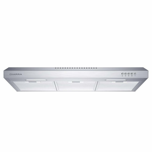 CIARRA 30" Ductless Range Hood, 200CFM Under Cabinet Hood Vent with 3 Speed Exhaust Fan Push Button Ducted and Ductless Convertible