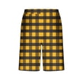 thumbnail image 4 of Men's Swim Trunks Athletic Bathing Quick Dry Plaid Print Drawstring Elastic Waist Beach Shorts with Pockets Yellow 2 XL, 4 of 6