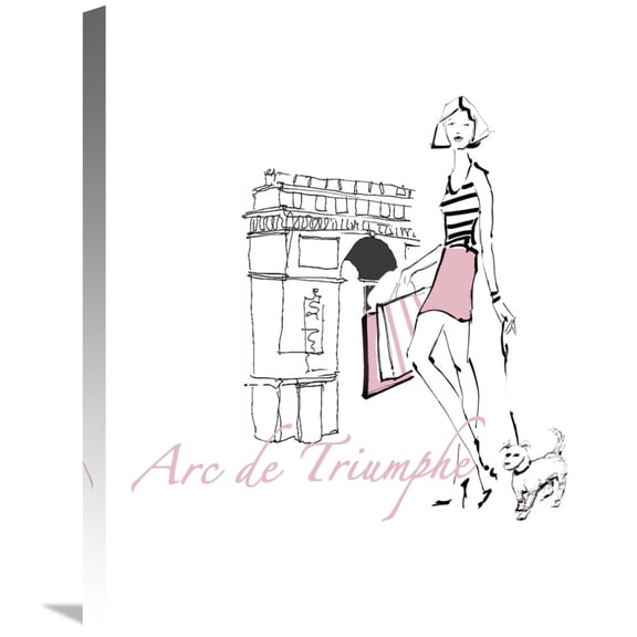 Global Gallery's 'French Chic II Pink on White' By Avery Tillmon Stretched Canvas Wall Art