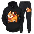 thumbnail image 4 of Conjunto de ropa deportiva con estampado de animé Shiba Inu para hombre, sudadera y pantalones con estampado de perro y animal, conjunto de 2 piezas, sudaderas y chándales divertidos para hombre, 4 of 5