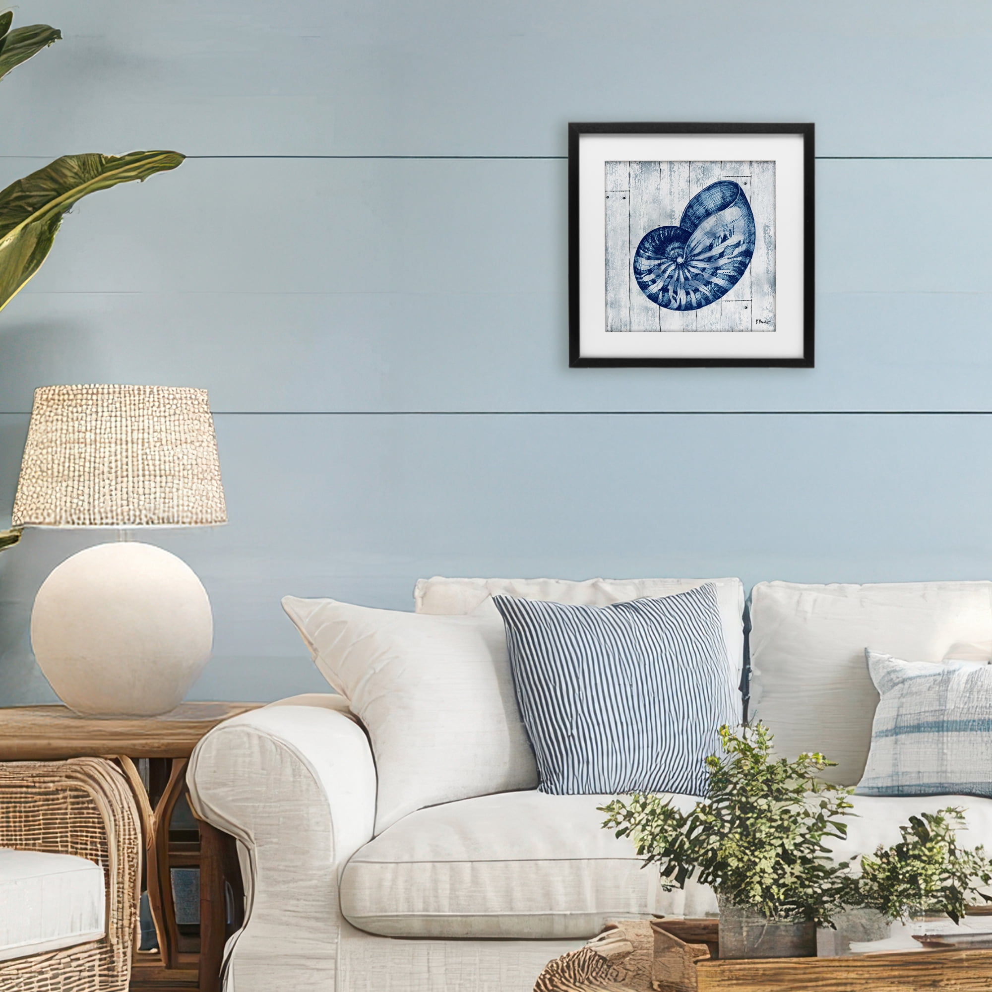 Stupell Industries Coastal Timberland Nautilus Black Framed Print Under Glass, design by Paul Brent