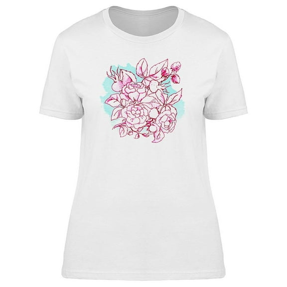 White Pink Floral Composition Tee Women's -Image by Shutterstock