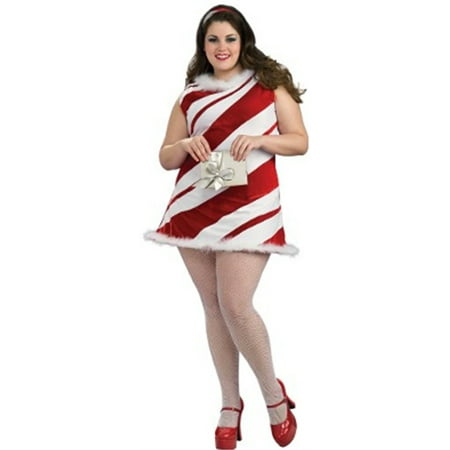 Adult  Red White Striped Full Figure 14-16 Christmas Ms Candy Cane Costume