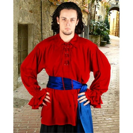 The Pirate Dressing C1007 John Cook Renaissance Shirt, Red - Large