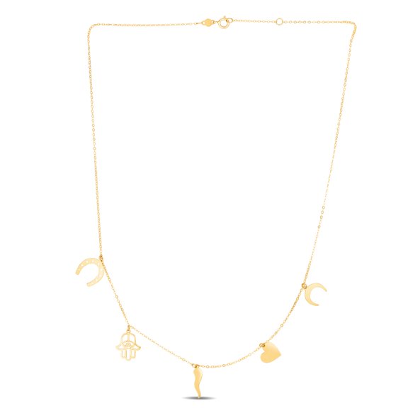 14k Yellow Gold Lucky Charm Bracelet Charm Bracelet for Women - 1.3 Grams