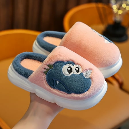 

Hunpta Kids Slippers Children Cotton Slippers Boys Girls Fall Winter Warm Wool Slippers Children Cartoon Dinosaur Slippers