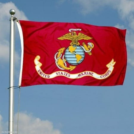 G128 - USMC US Marine Corps Flag 3x5 ft Printed United States Marine Corps Flag 2 Brass Grommets Quality Polyester Flag