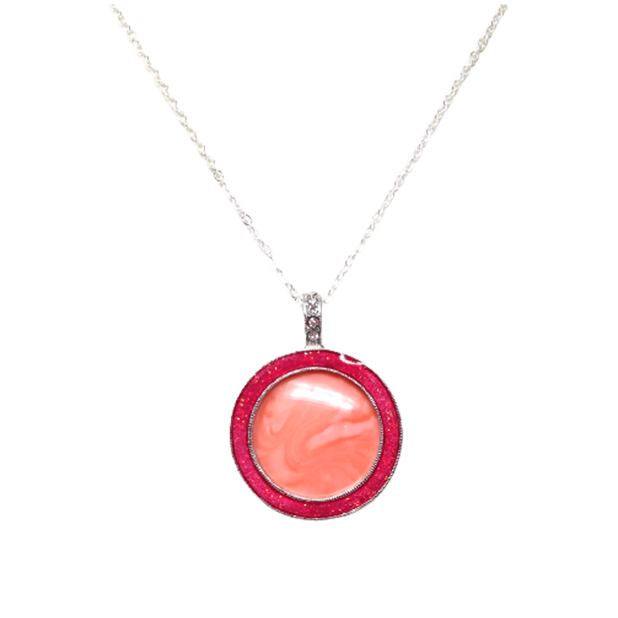 Rose Pink Sparkle Pendant Necklace