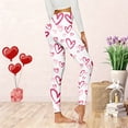 thumbnail image 2 of Casual Leggings for Women Fashion with Heart Print High Waist Soft Stretchy Workout Yoga Pants Comfortable Daily Wear White XL, 2 of 4