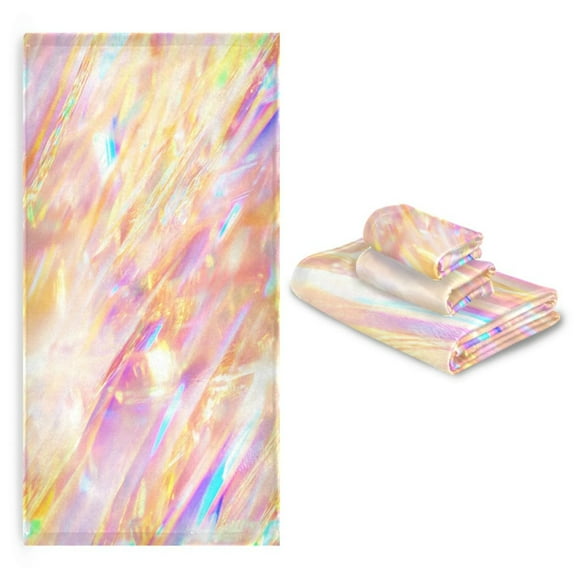 3 Pack Towel Set with Bath Towels, Hand Towels & Washcloths for Everyday Use Colorful Light Streaks