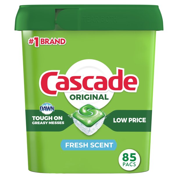Cascade Original Dishwasher Pods, ActionPacs Dishwasher Detergent Tabs, Fresh Scent, 85 Count
