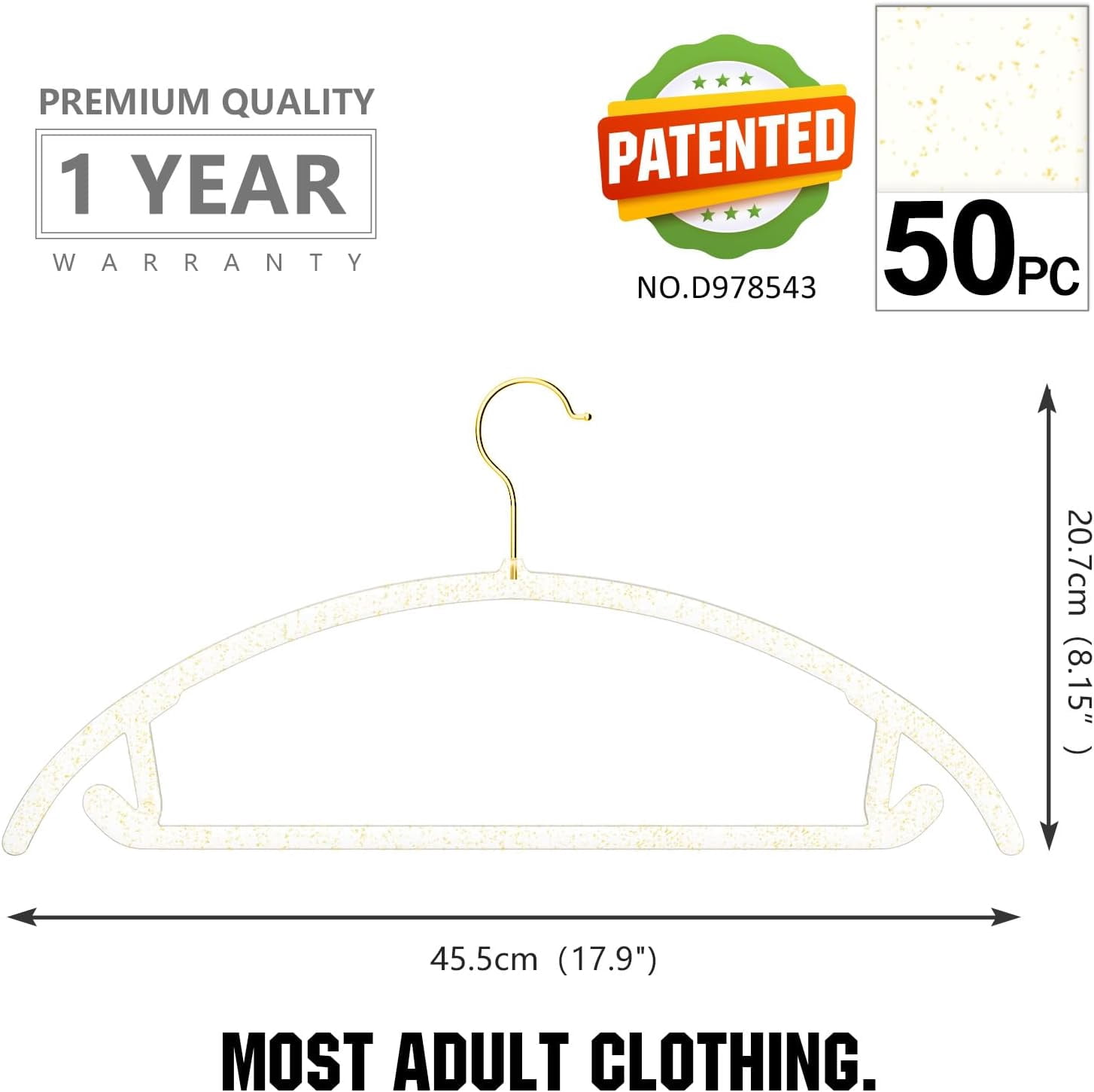 Premium Clear Hangers (Pack of 50) Heavyduty-Acrylic No Shoulder Bump Suit Hangers - Space Saving Clothes Hangers,Rounded Hanger for Coat,Sweater,Jackets,Pants