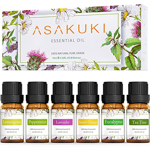 ASAKUKI Essential Oils Top 6 Gift Set 100% Pure Therapeutic Aromatherapy  Sauna