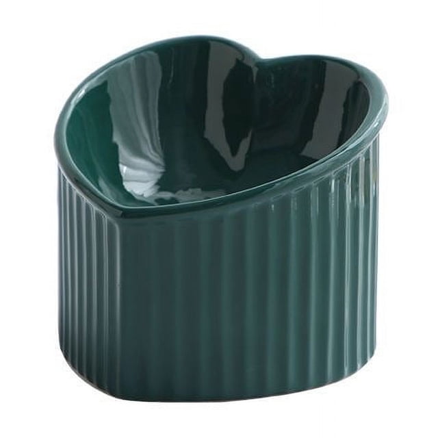 Cuenco de cerámica para gatos con boca oblicua y protección para el cuello y las patas altas, cuenco para comer y beber comida para gatos, antigolpes y antibarbilla negra
