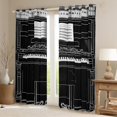 thumbnail image 2 of Manfei Teens Piano Music Blackout Curtains Set of 2 (52x84 Each), Geometric Stripes Window Curtains, Black White Musical Note Curtains and Drapes, Curtains and Drapes Room Decor, 2 of 6