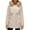 Beige, variant on Women's Mid-length Solid Color Cotton Coat with Removable Hood Fur Collar, Pink, Size XL