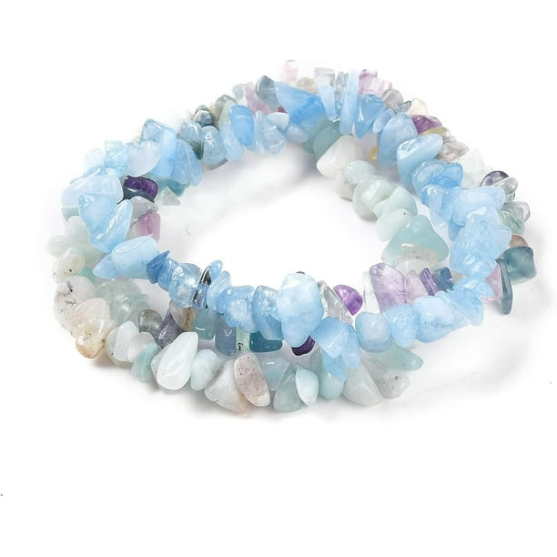 1 juego de pulseras de cuentas de piedra mixta, pulseras elásticas de piedra mixta natural, pulseras apilables, pulseras elásticas de hebra de cuentas, juego de pulseras multicapa