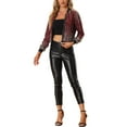 thumbnail image 2 of INSPIRE CHIC Women's Sequin Jacket Shiny Ombre Long Sleeve Zipper Sparkle Party Bomber Jackets S Red, 2 of 5