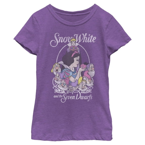 Girls Snow White and the Seven Dwarfs Classic Characters Distressed T Shirt