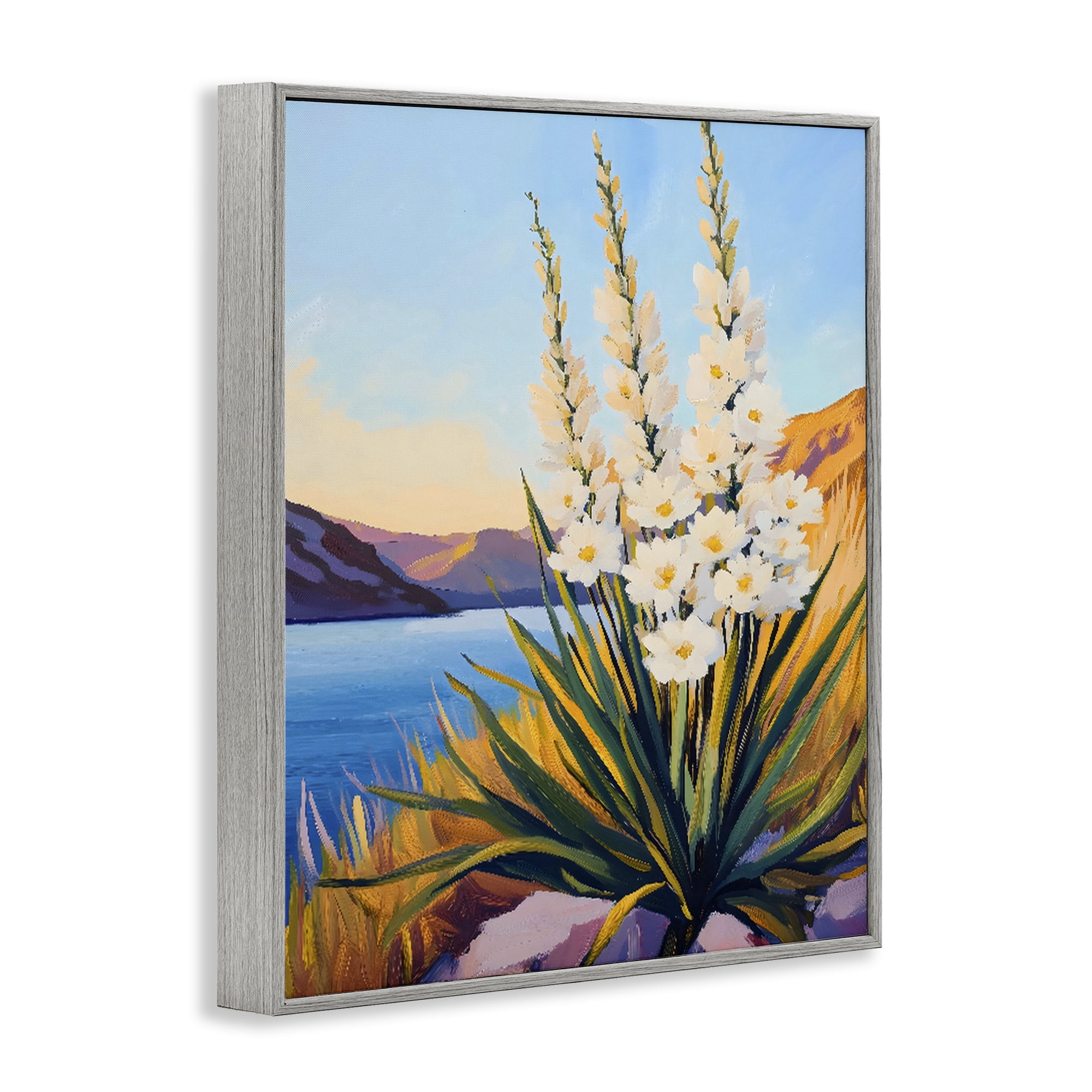 Stupell Industries Yucca in Bloom By The Lake Gray Framed Giclee Art, design by The Prints Vibe