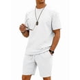 thumbnail image 6 of Men'S 2 Piece Set Summer Outfits Casual Short Sleeve Shirt and Shorts Suits White M, 6 of 8